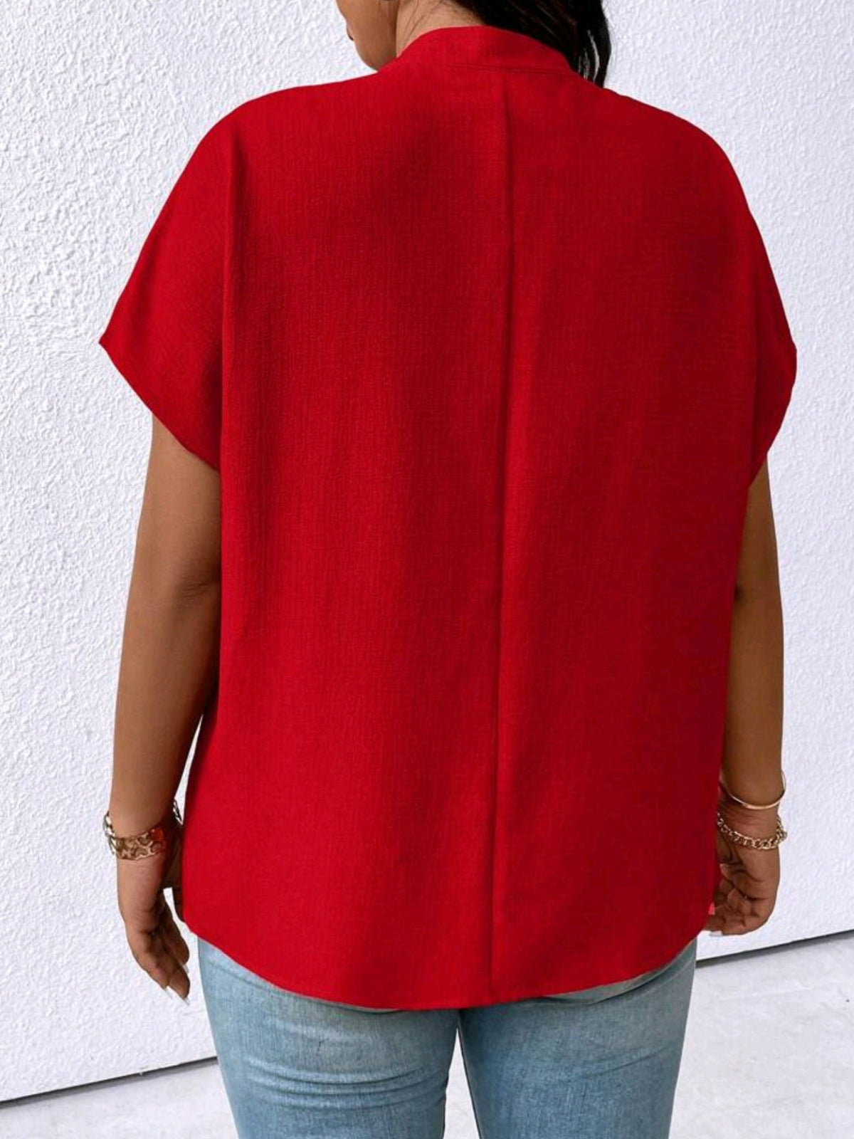 3111 V-Neck Batwing Sleeve Blouse