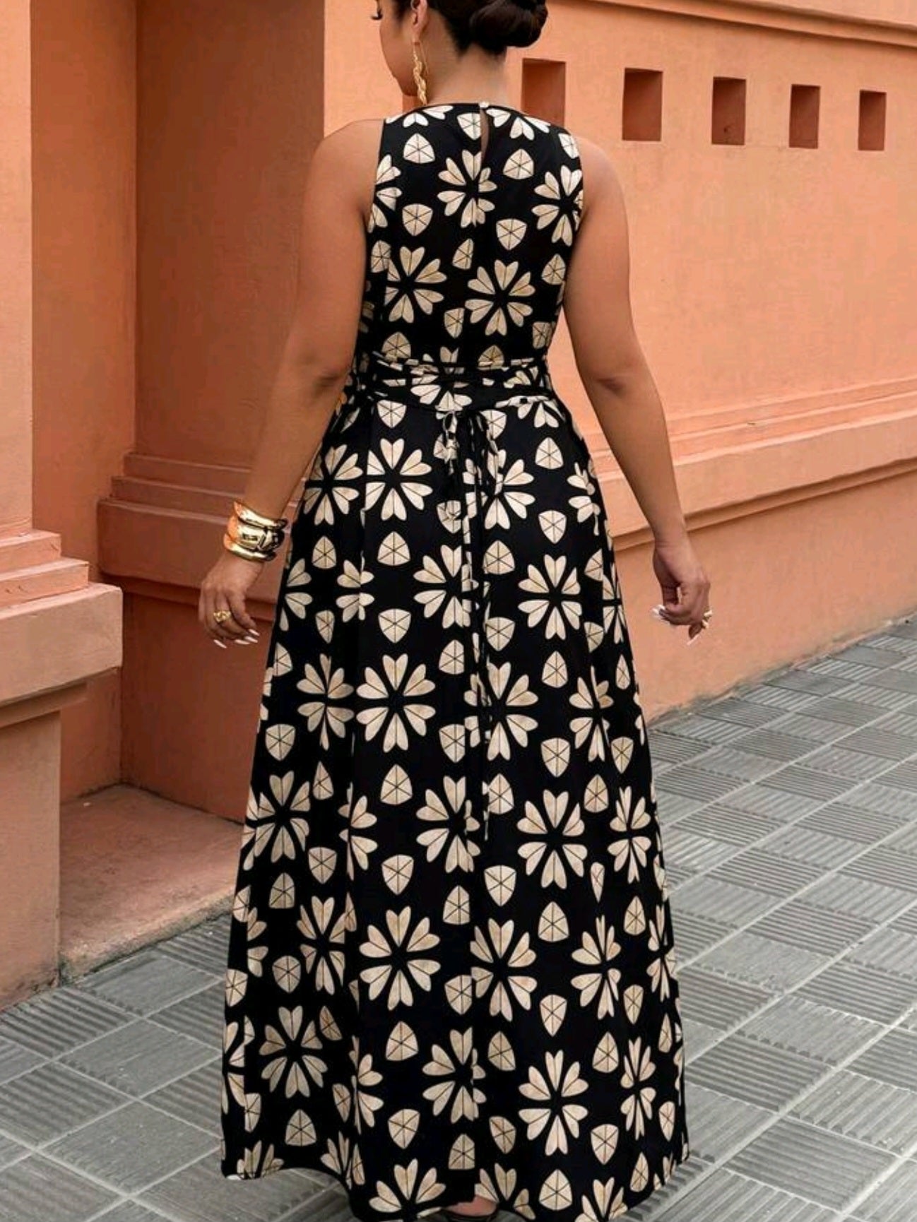 6206 Floral Print Mermaid Dress