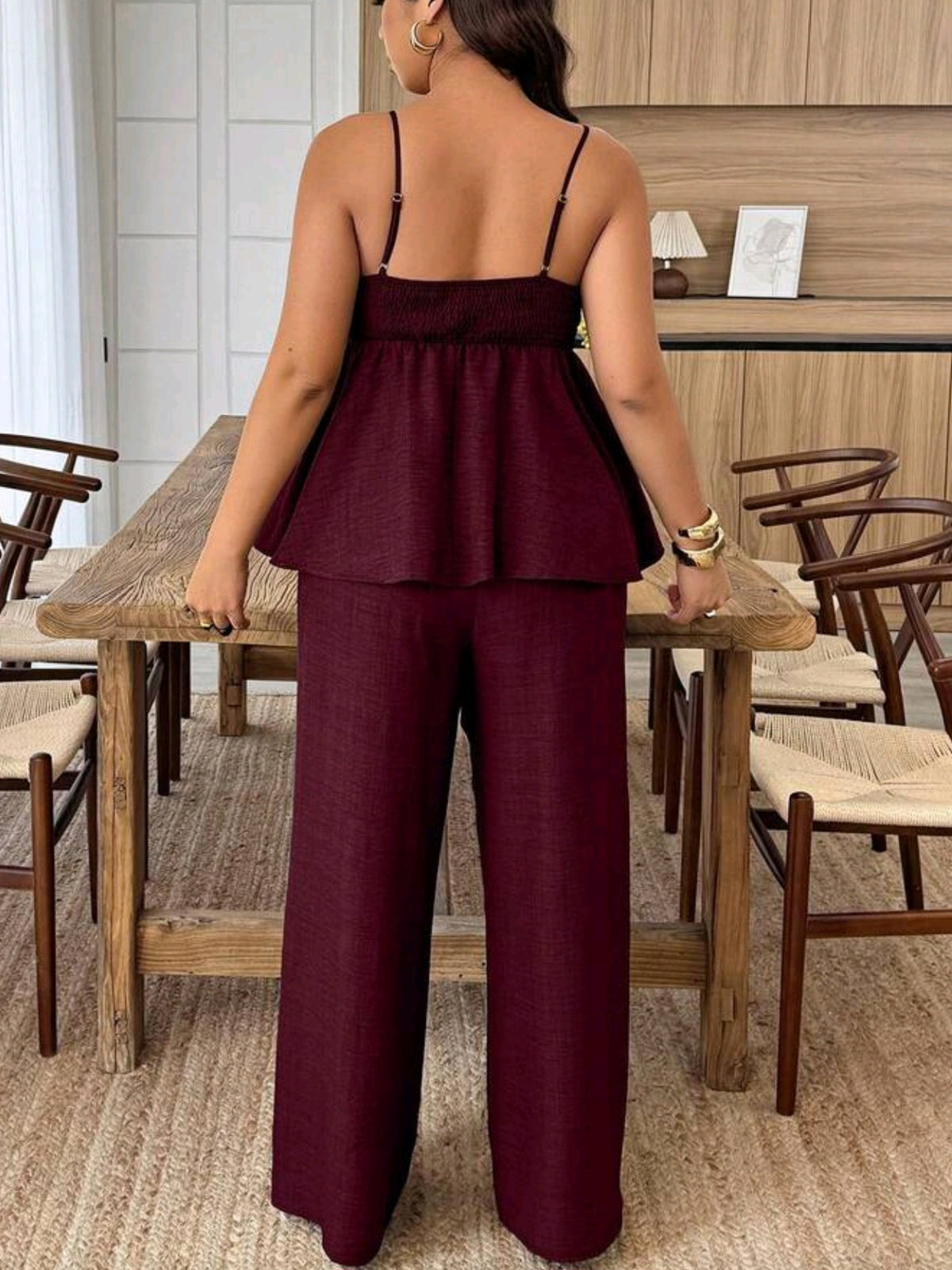 4734/ 8731Camisole Top With Waist Cinching & 3D Floral Decor