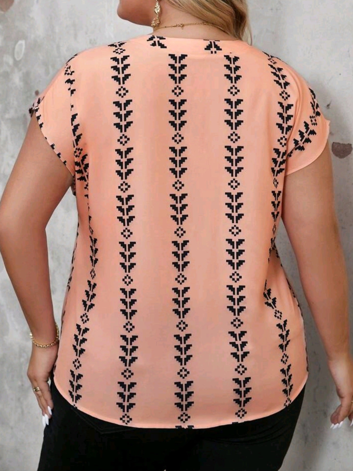 0710 Printed Batwing Sleeve Blouse