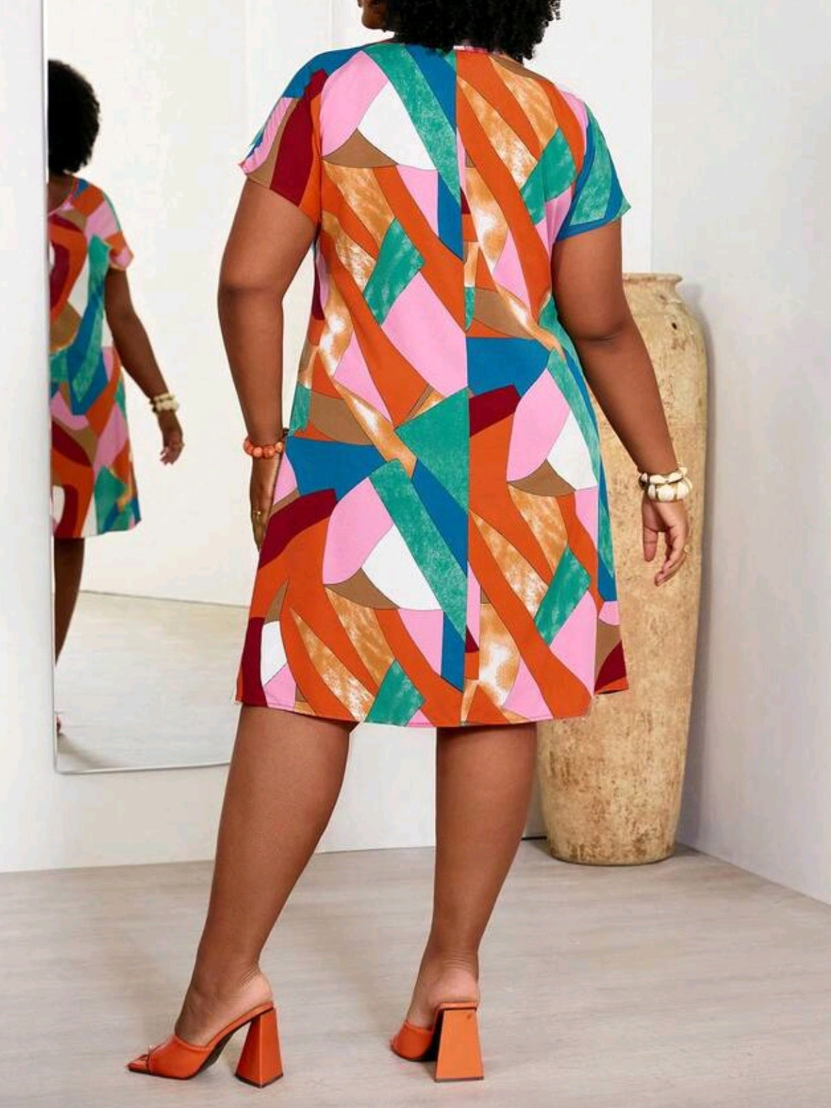 7911 Floral Print Batwing Sleeve Dress