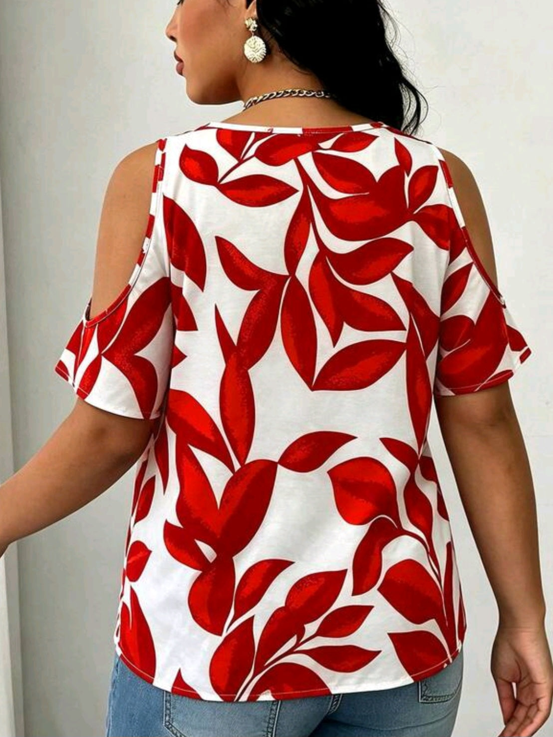 2048 V Neck Off-Shoulder Top
