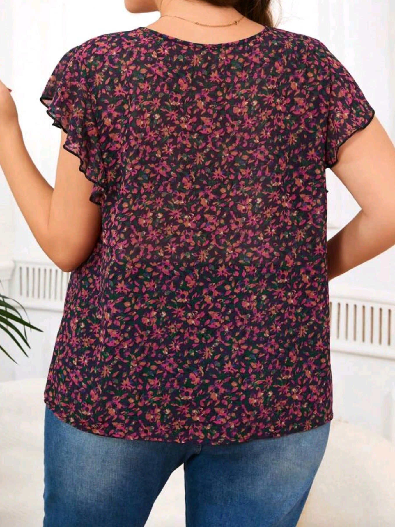2177 Front Knot Boho Blouse (fully see through)