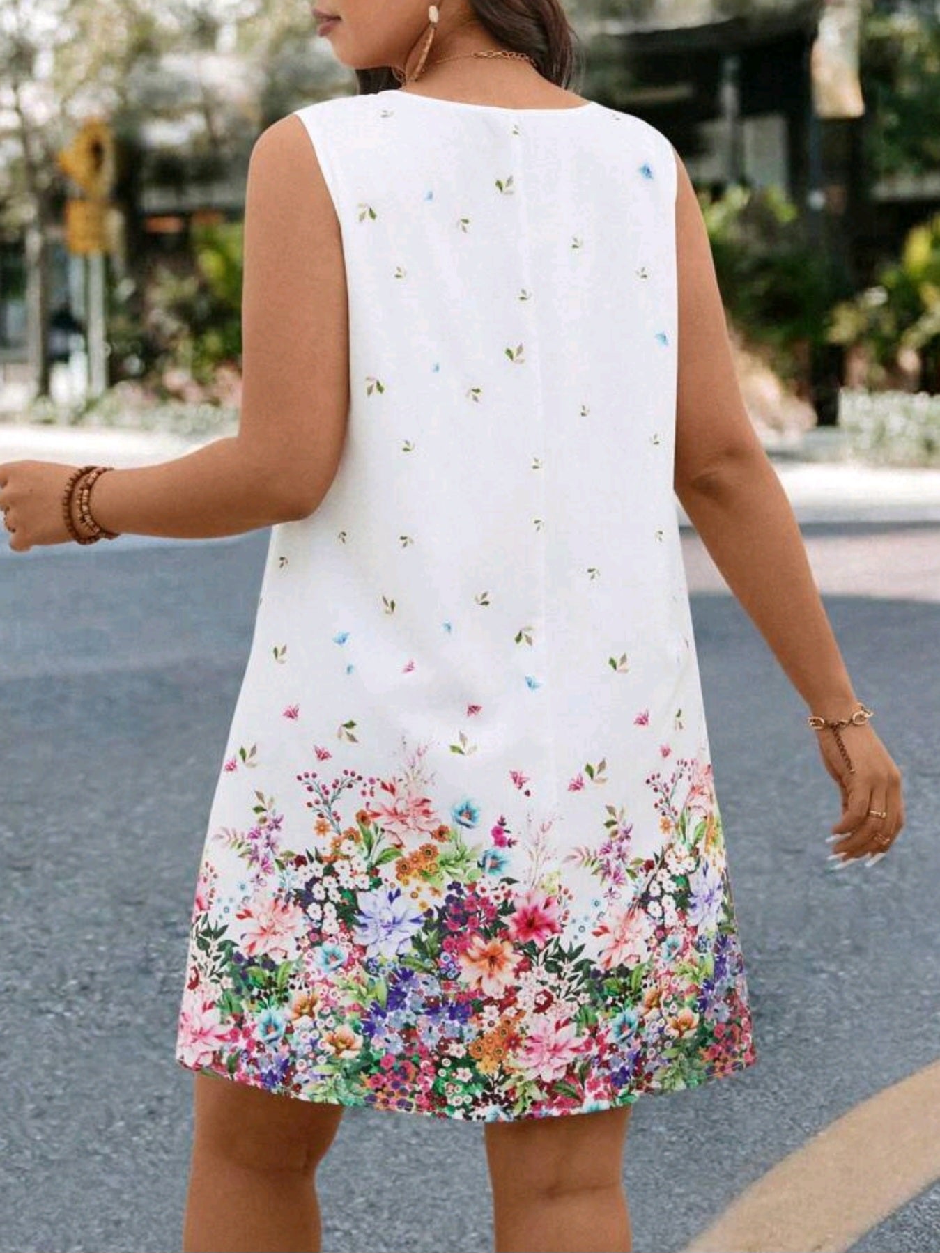 3131 Floral Print V-Neck Sleeveless Loose Casual Dress