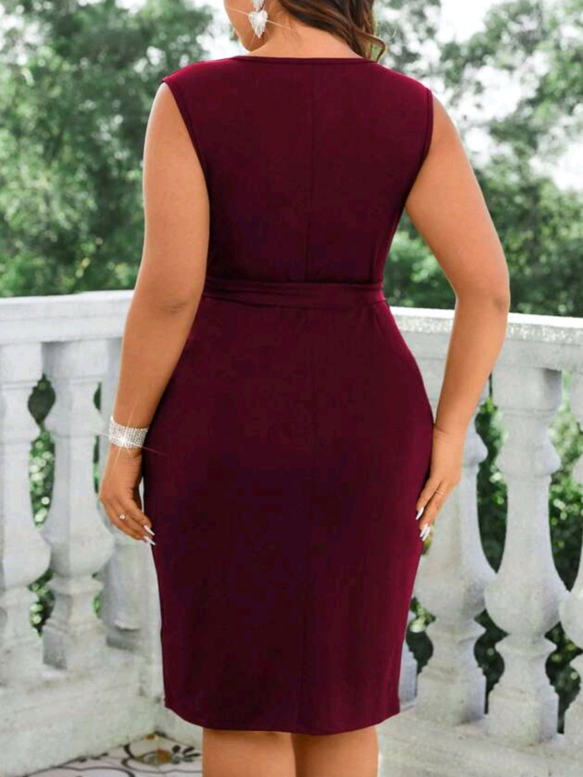 6031 Pleated Wrap Dress With Knot Detail