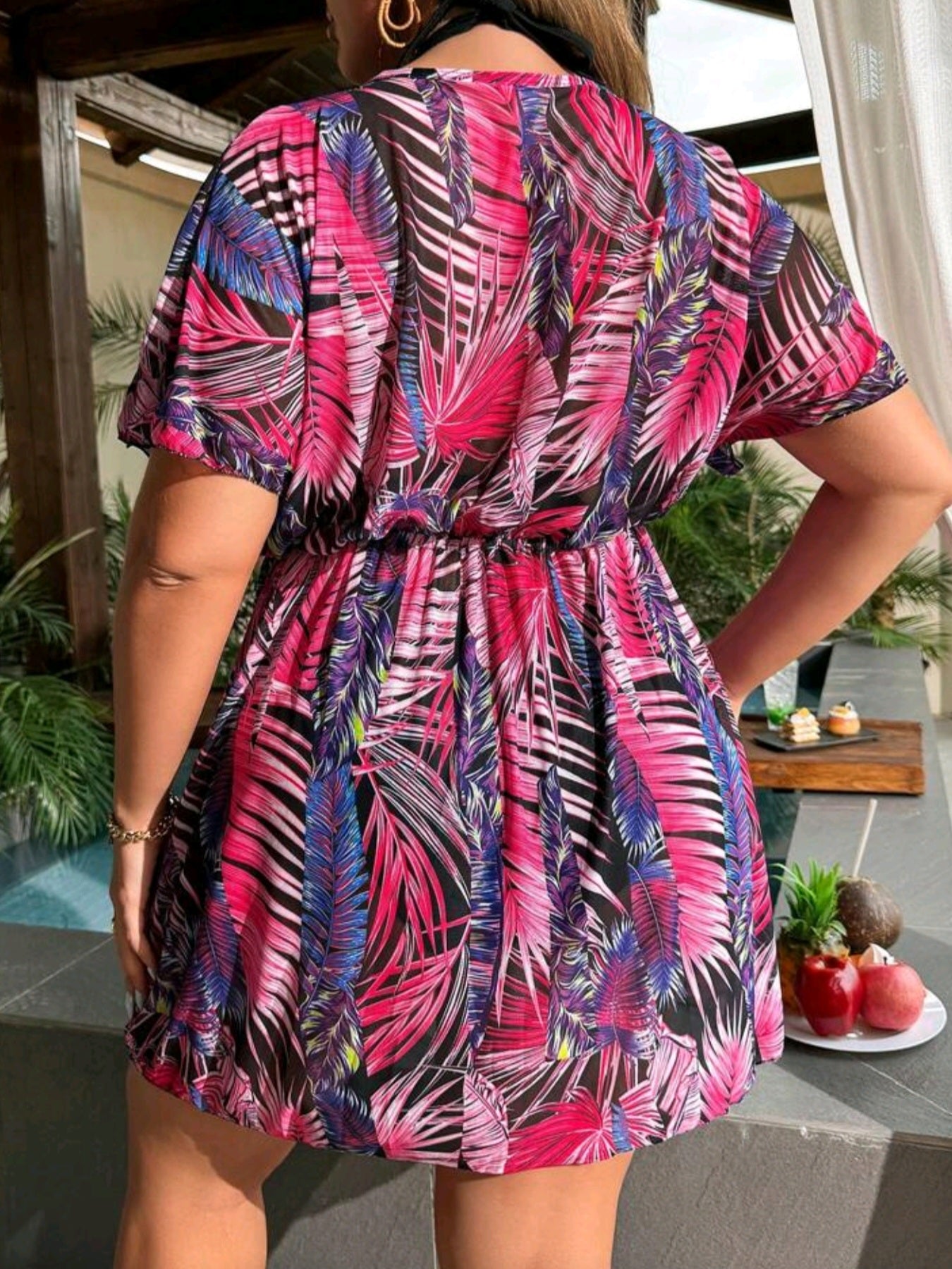 4947 Tropical Print Coverup Dress