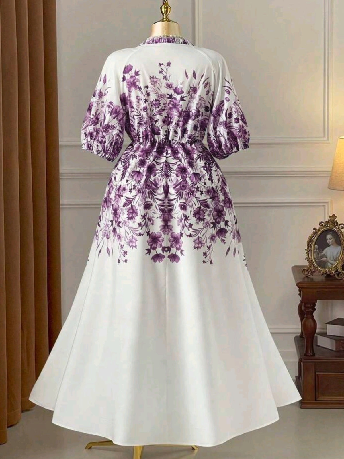 5636 Waist Cinched Ombre Ditsy Floral Dress