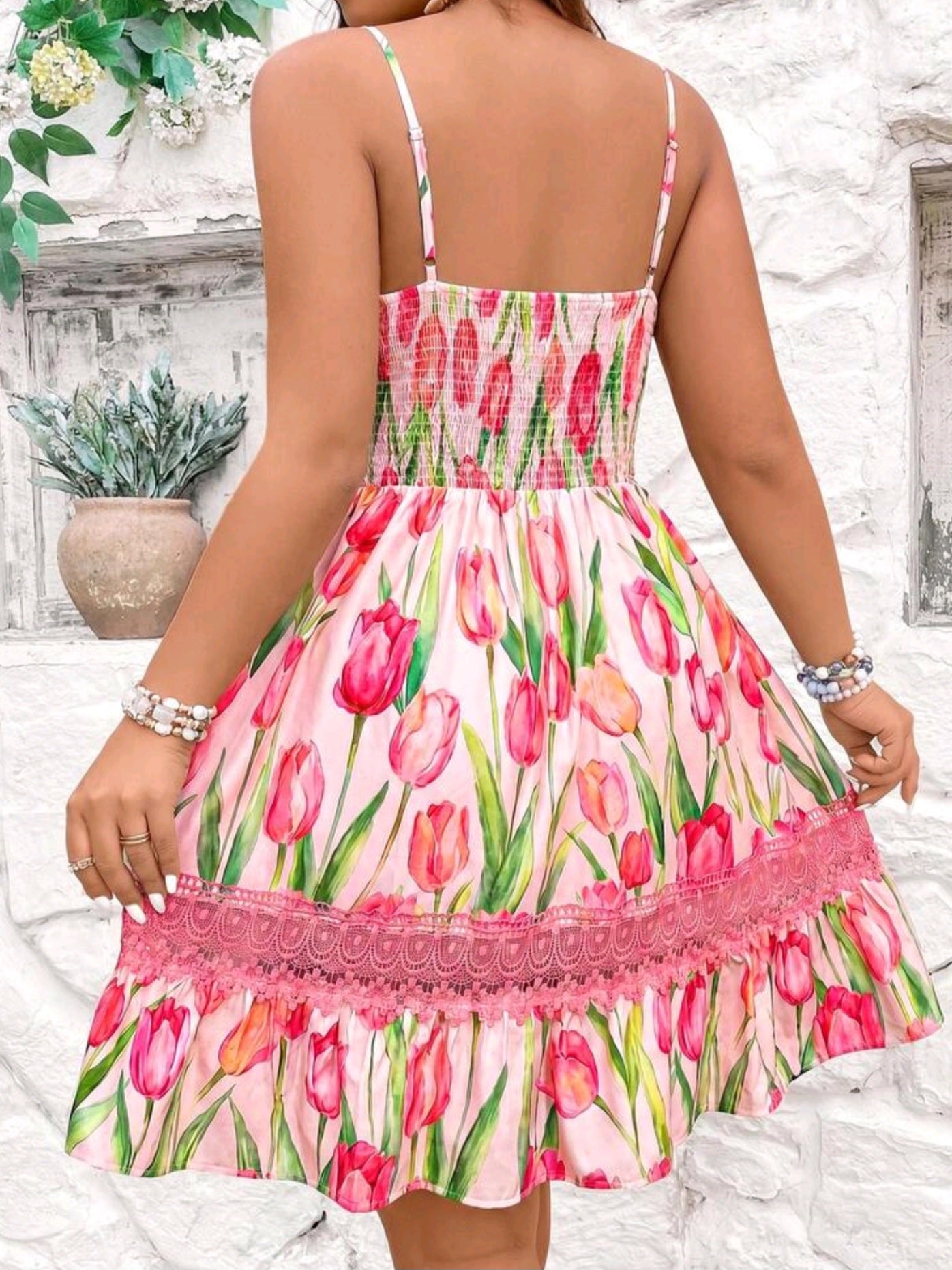 6583 Lace Splice Cami Dress
