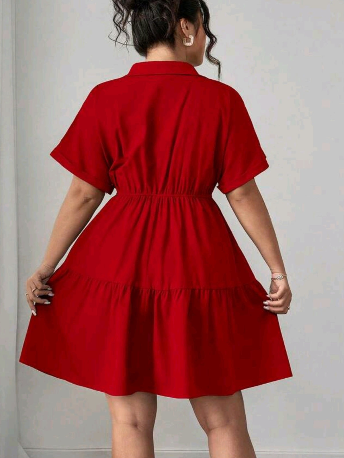4365 Dress With Ruffle Hem And Collar