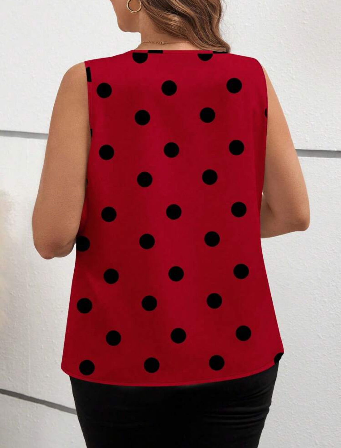 9851 Polka Dot Sleeveless Blouse