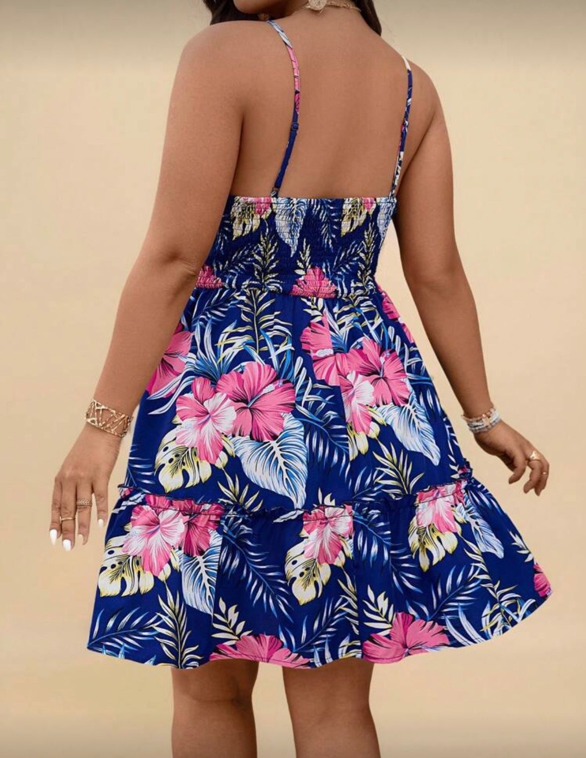 1197 Tropical Print Sleeveless Dress