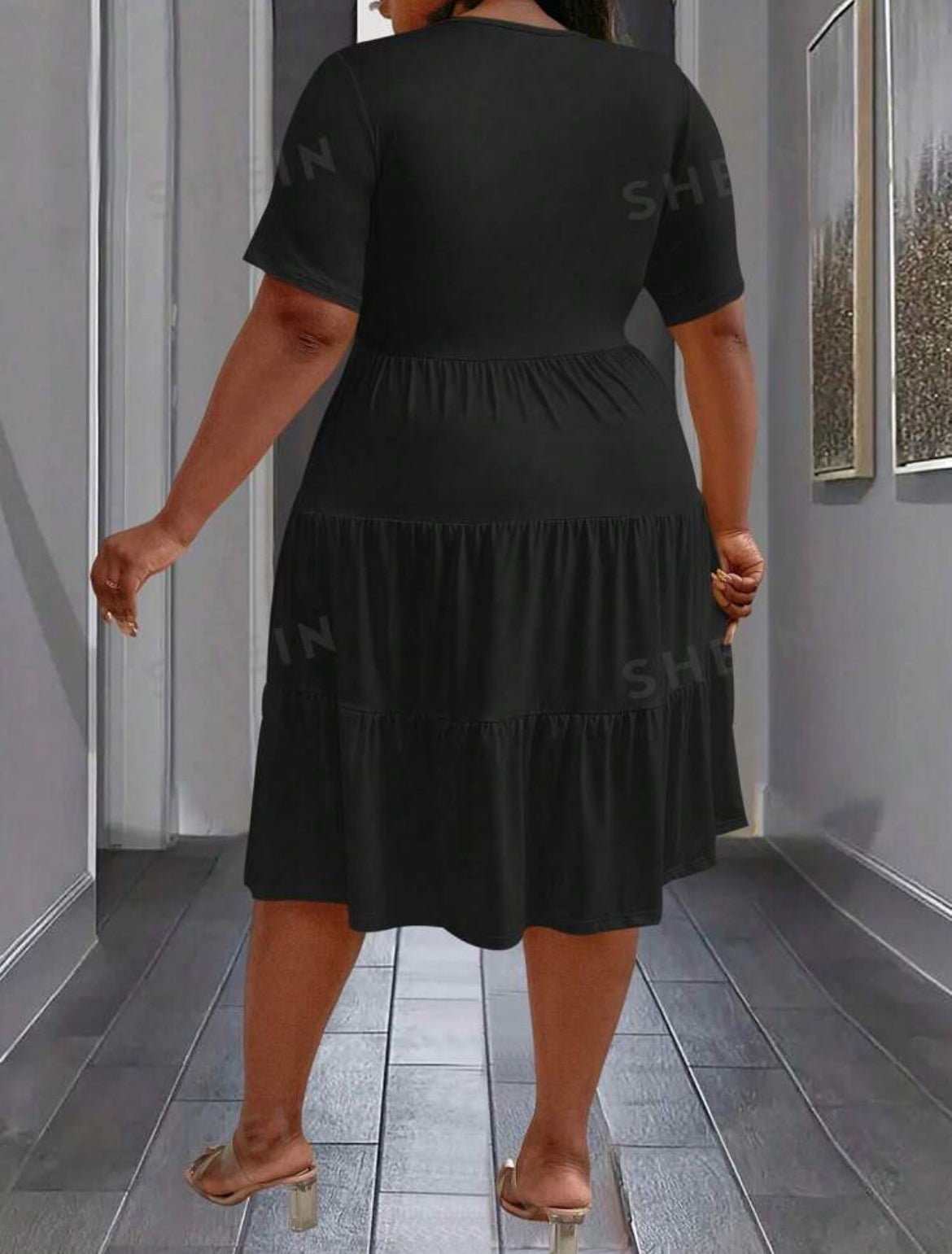 #2276 Summer Casual Solid Color Waist-Cinching Dress