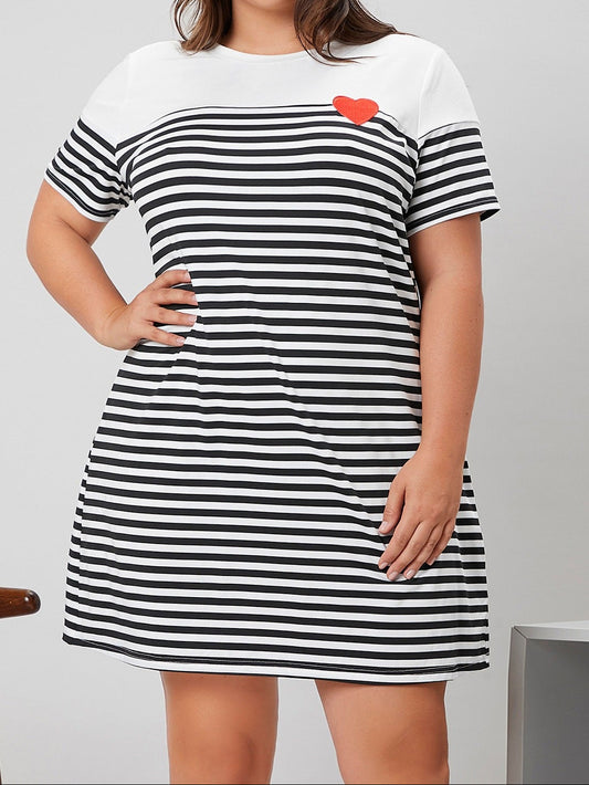 #2124 Striped Print Tee Dress