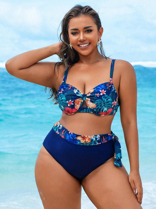 #1456 Tropical Plant Print Bikini