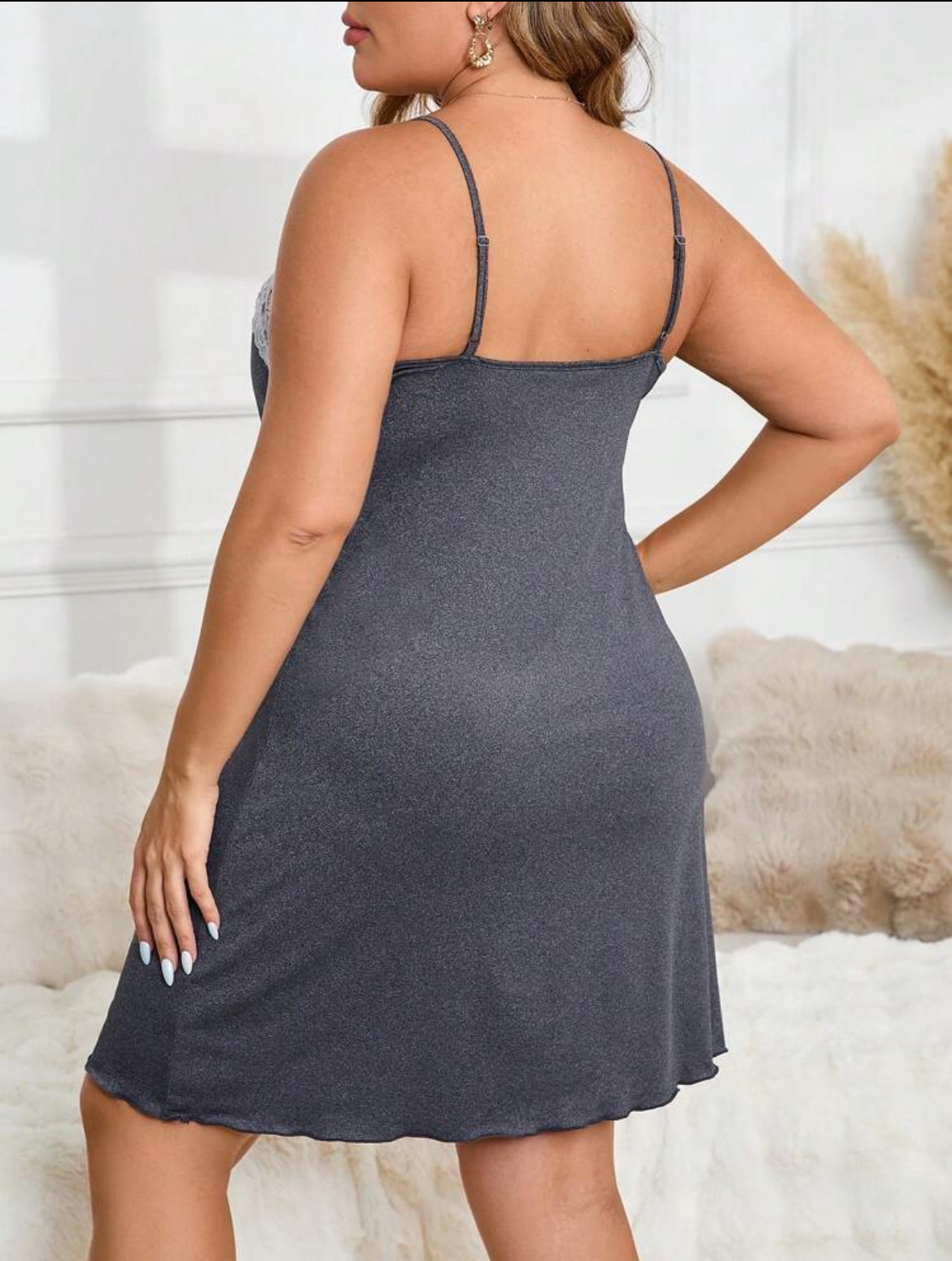 #1442 Lace Patchwork Color Block Summer Slip Dress