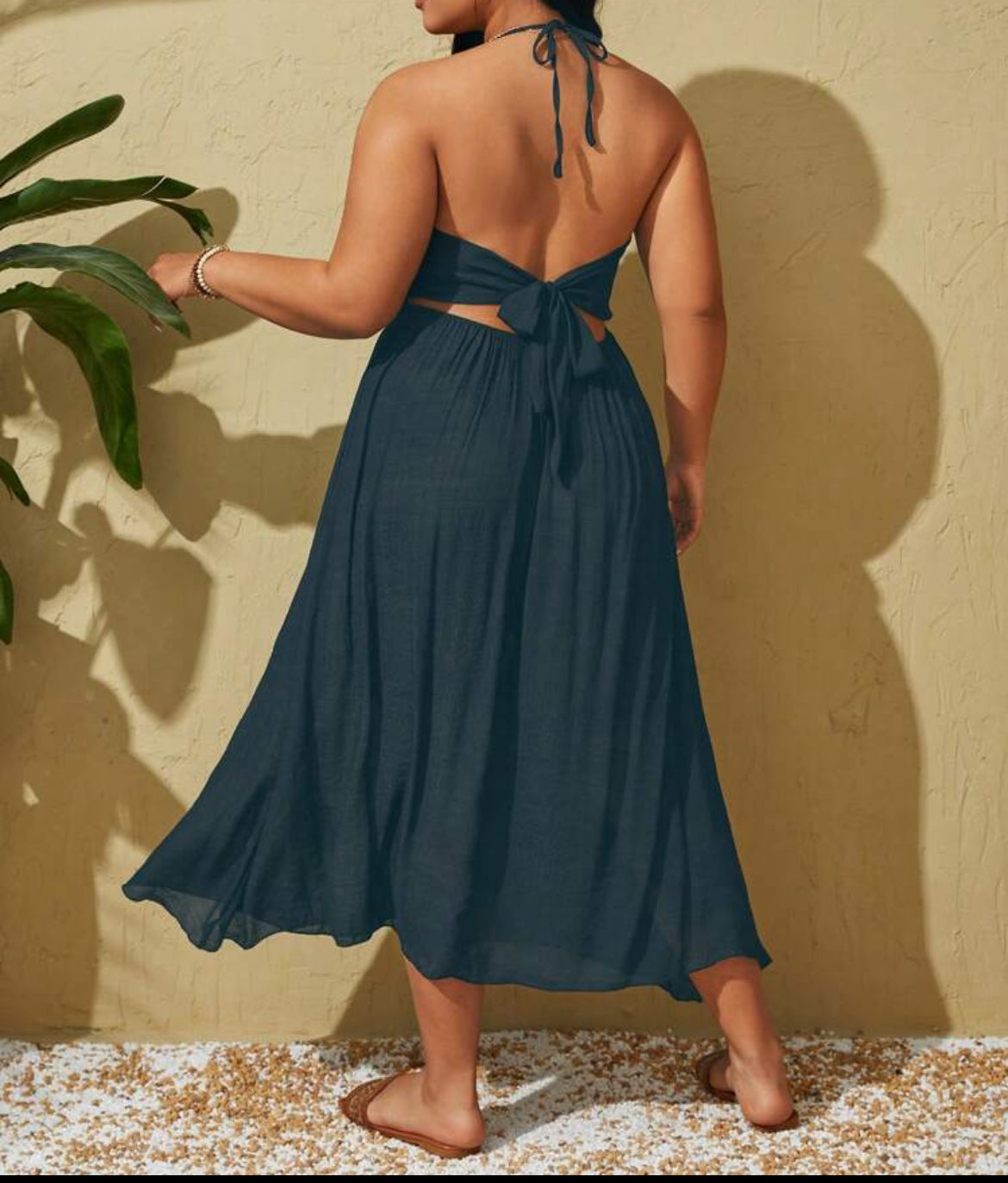 #8608 Halter Back Tie Hollow Out Cover Up