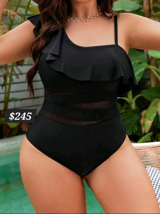 #8439 Sheer Mesh One-Piece Swimsuit