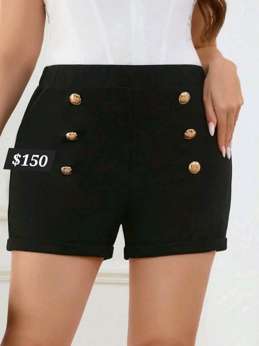 #8363 Elegantly Simple Metal Buckle Shorts
