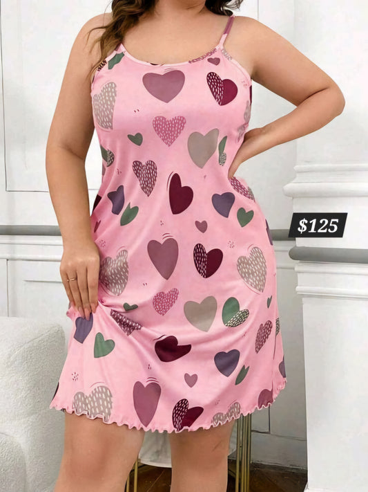 #9841 Colorful Heart Printed Cami Nightgown