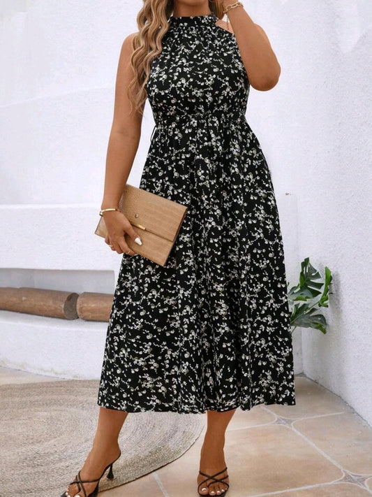 C#6341 Ditsy Floral V Neck Dress