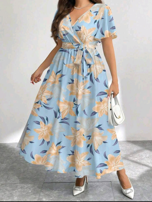 C#7716 Retro Floral Print Loose Dress