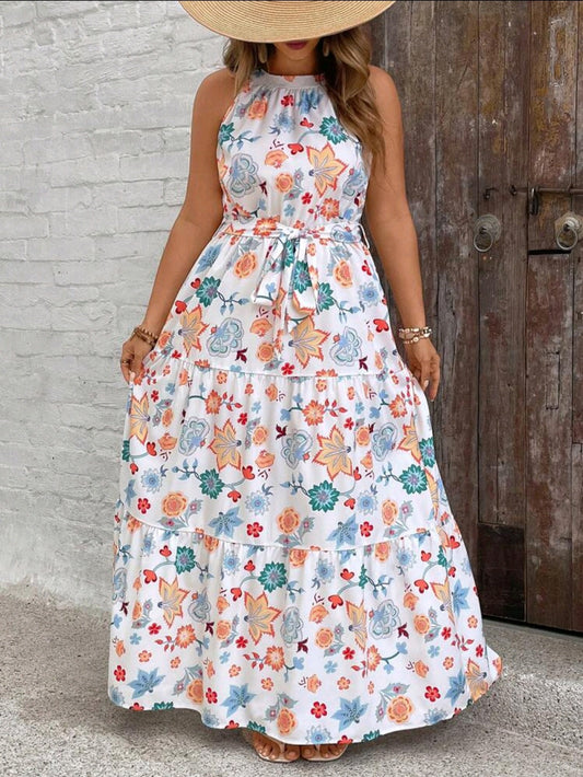 C#1954 Floral Print Halter Dress