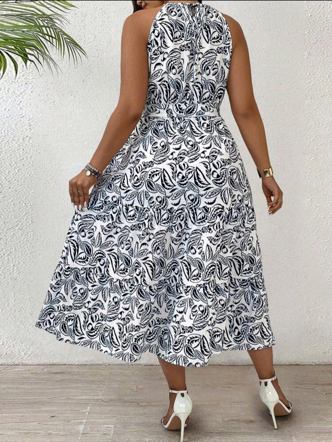 #3312 Allover Print Halter Neck Dress