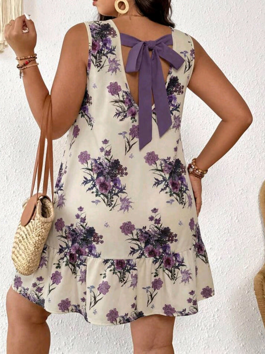 3349 Floral Print Sleeveless Casual Dress