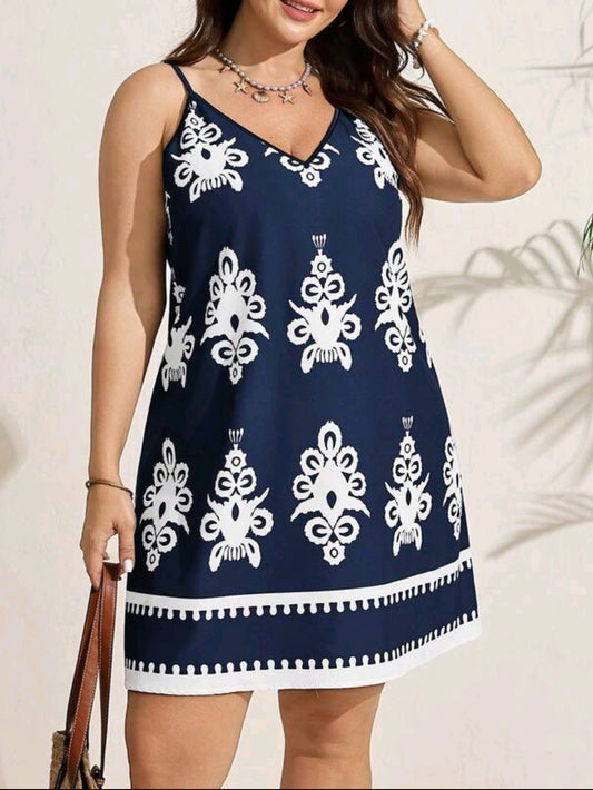 6321 Allover Print Camisole Dress