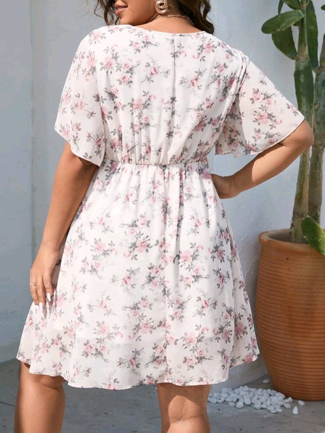 Butterfly Sleeve Floral Dress