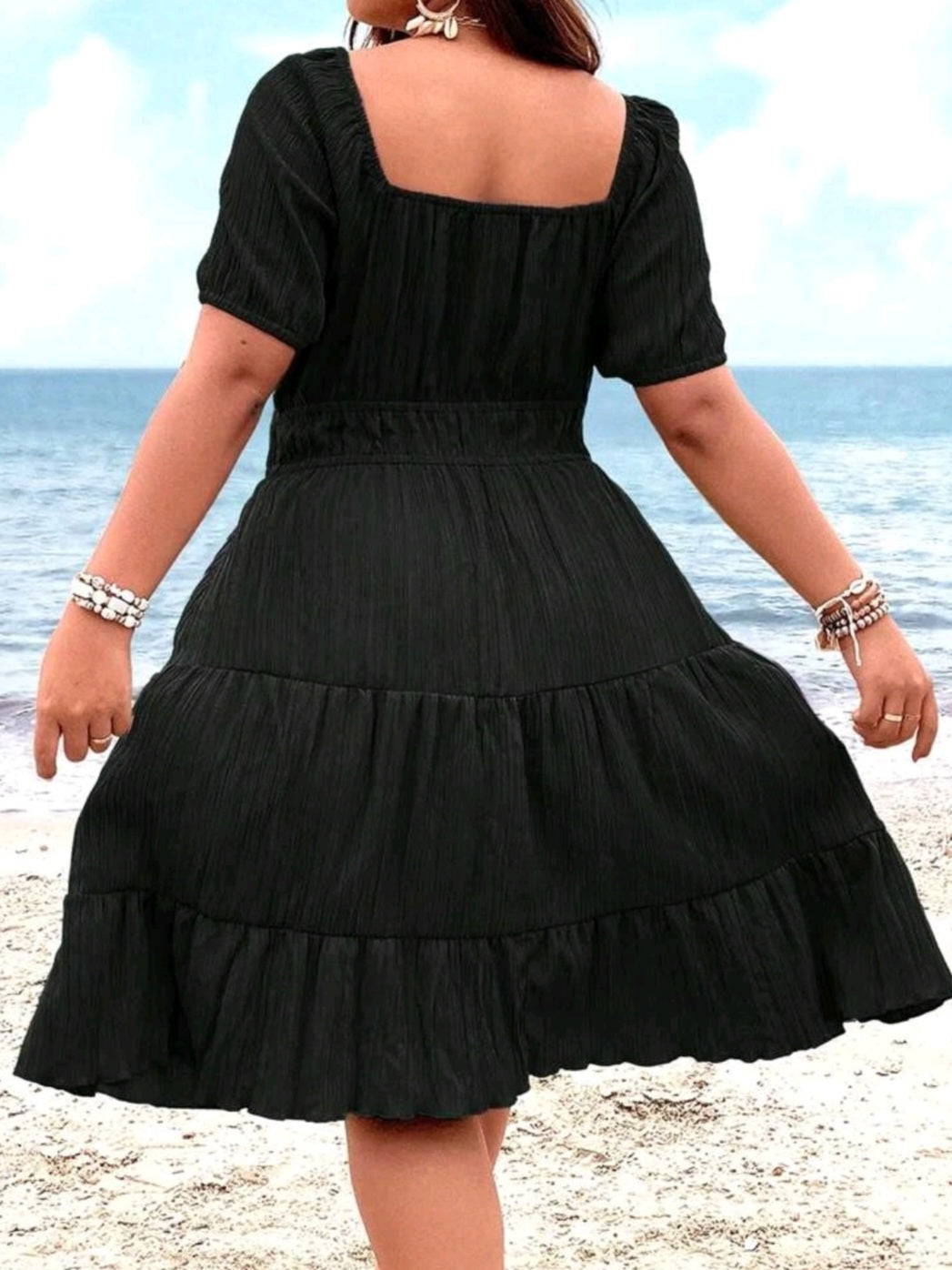#4302 Tie Front Layered Hem Dress