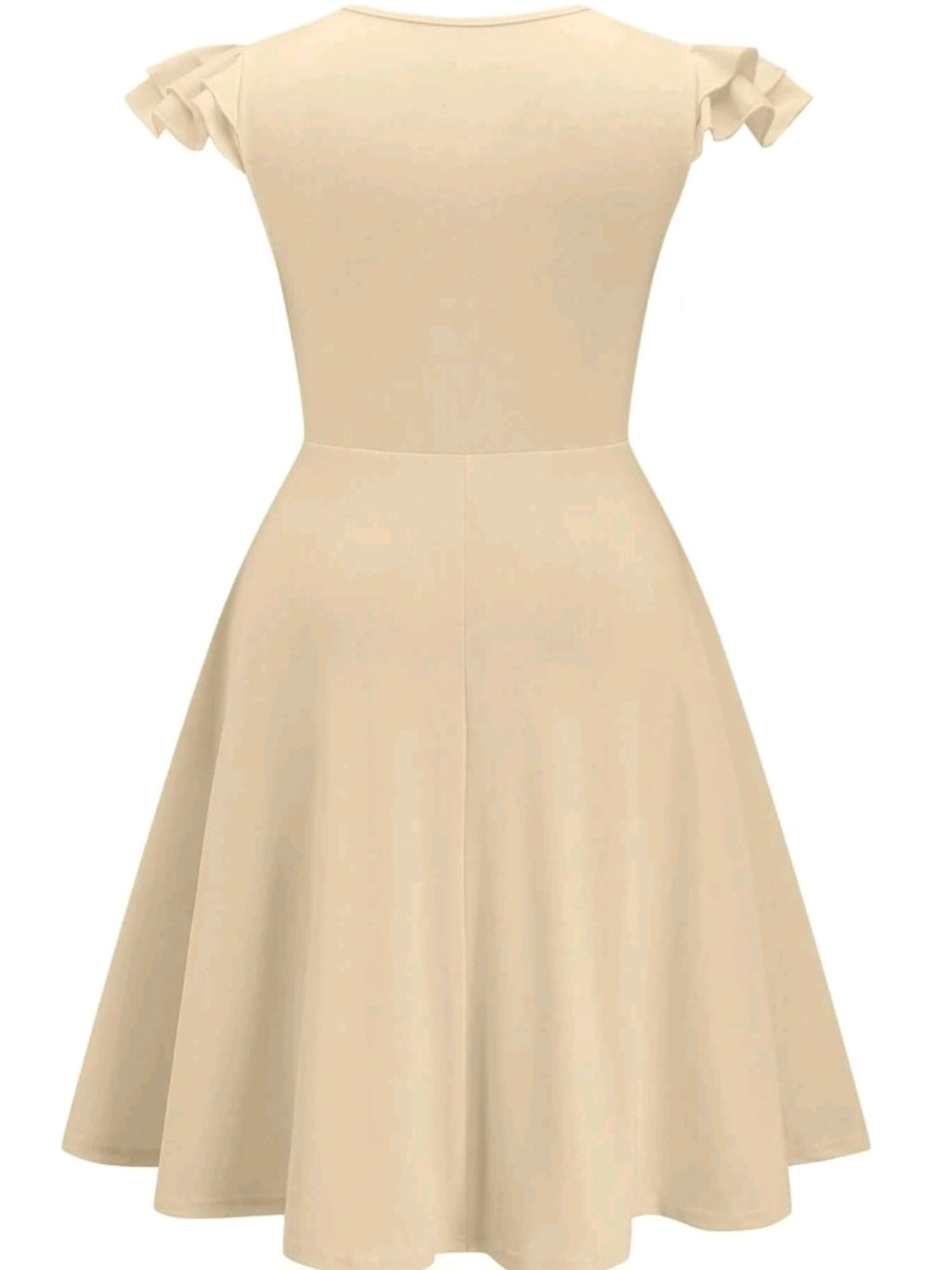 #7714 Round Neck Short Cap Sleeve Mini Dress