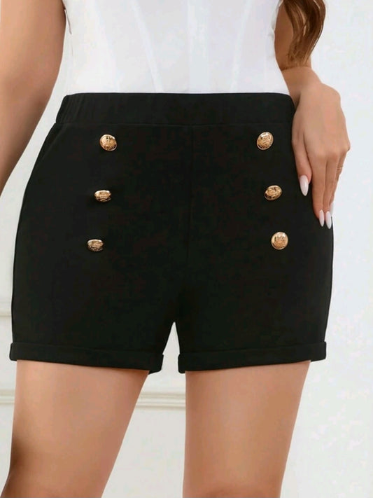 #8363 Elegantly Simple Metal Buckle Shorts