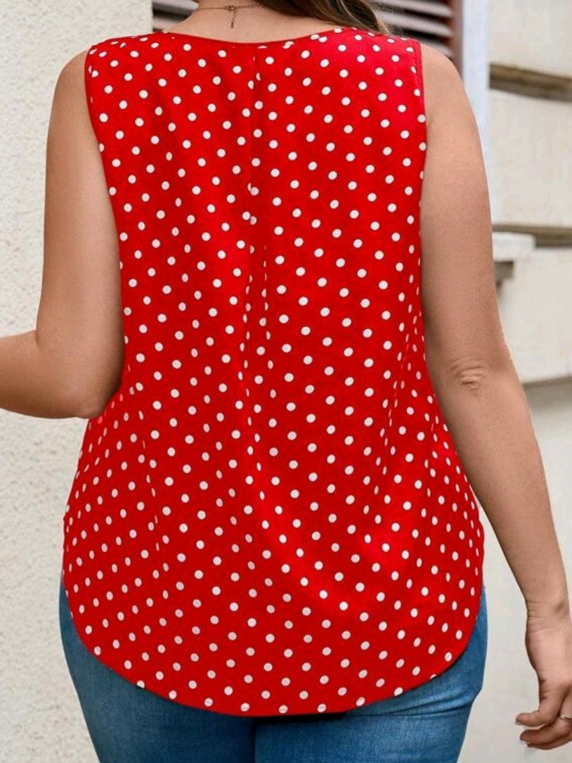 #3775 Polka Dot Print Elegant Top
