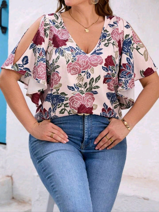 #3363 Floral Print Loose Shirt