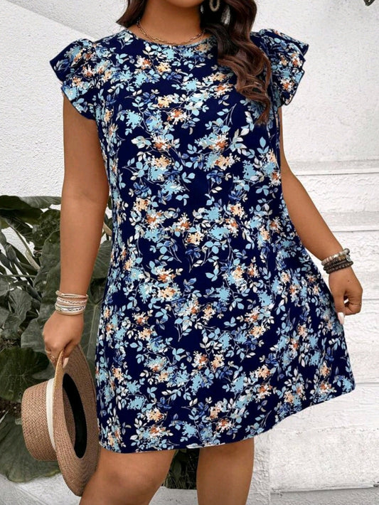 #9135 Cap Sleeve Floral Dress