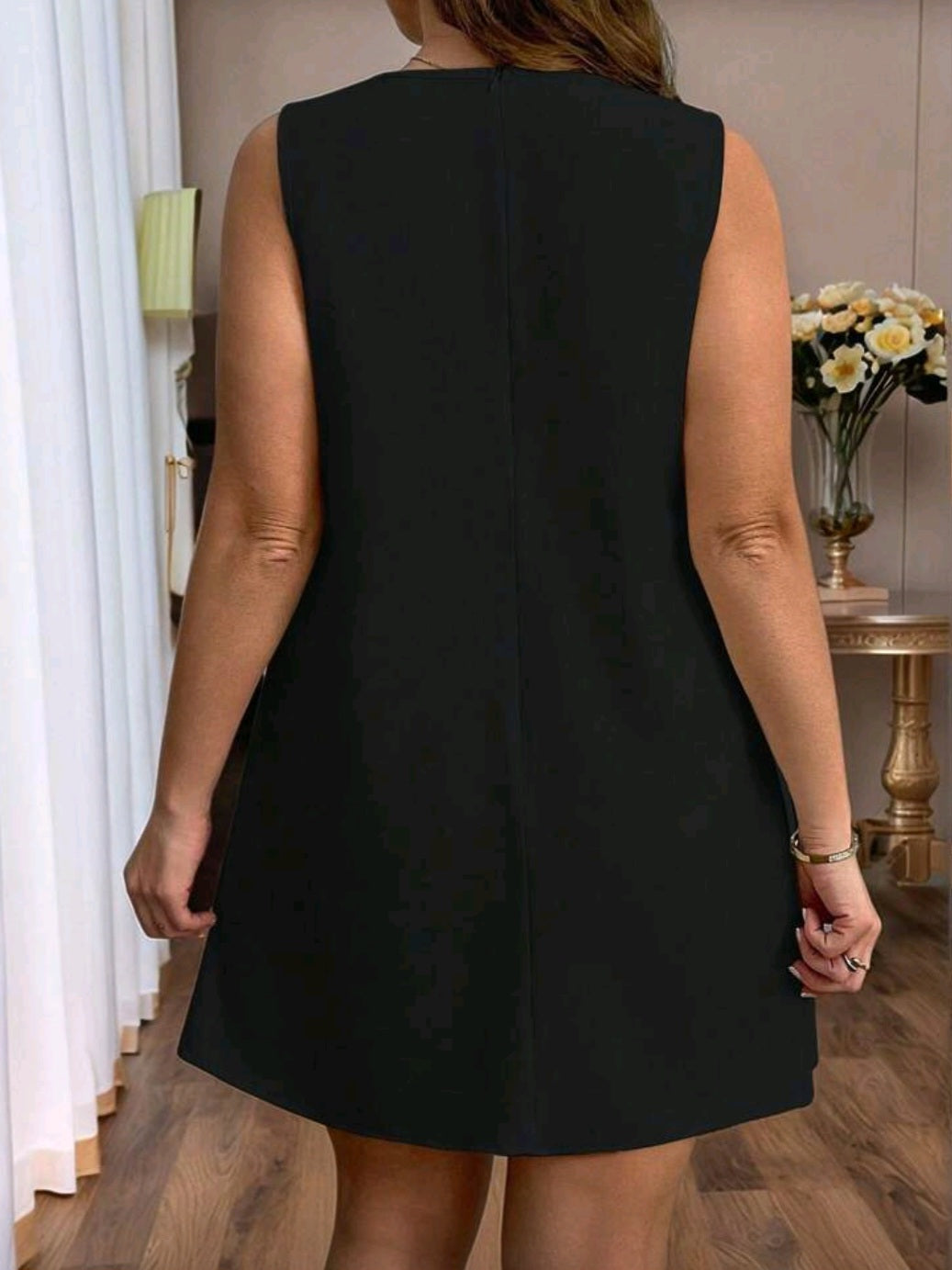 #8514 Elegant Short Dress With Bow Decor