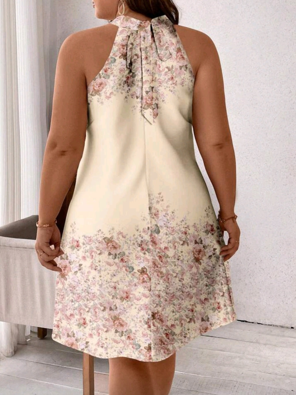 #0337 Floral Halter Neck Dress