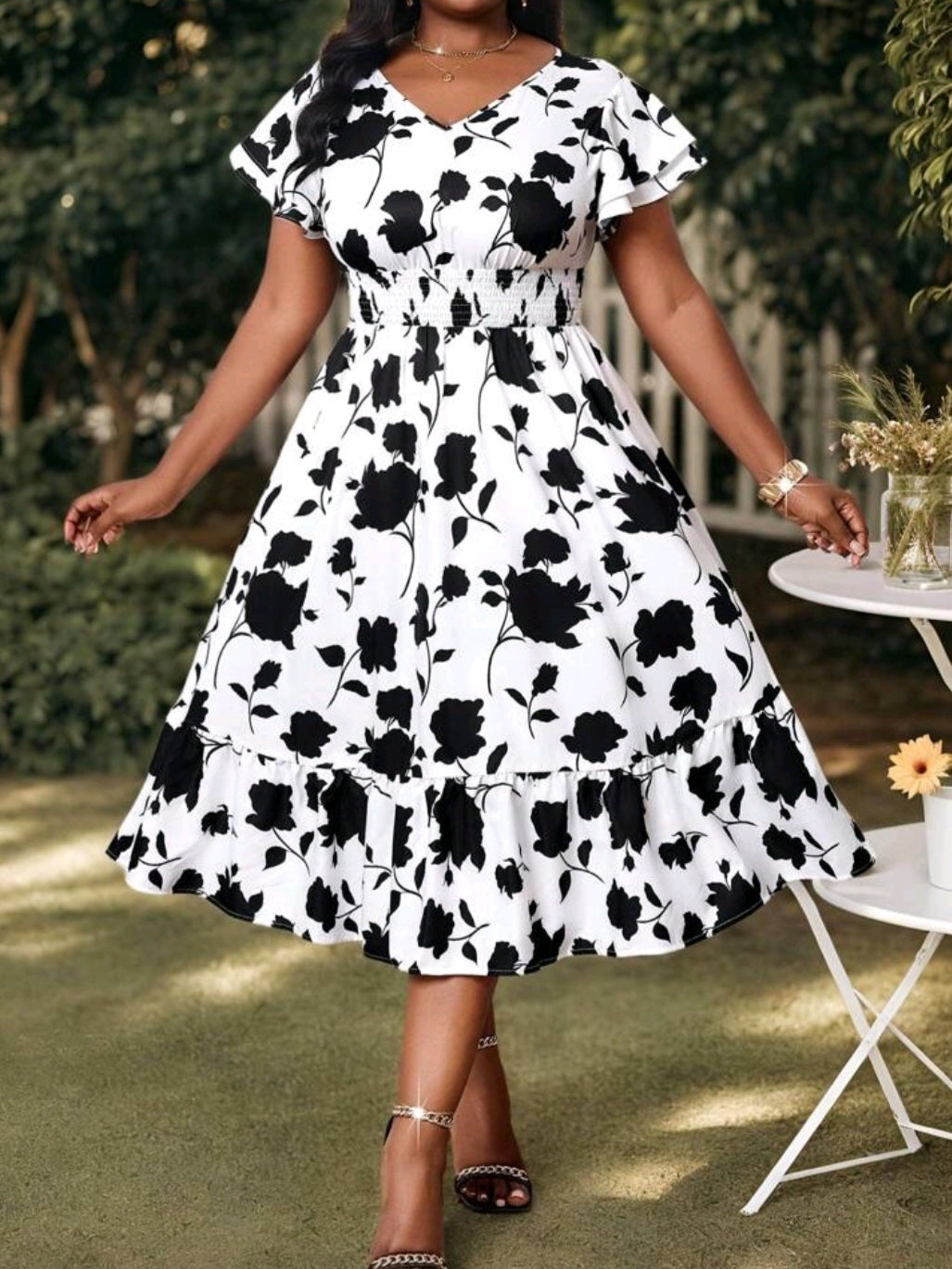 #8248 Elegant Floral Dress