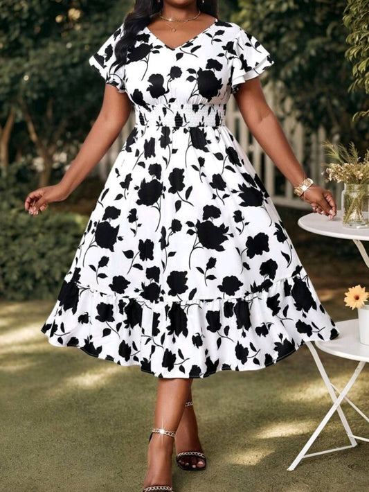 #8248 Elegant Floral Dress