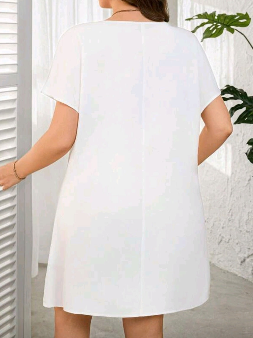 #3515 Floral Print Short Sleeve Round Neck Dress