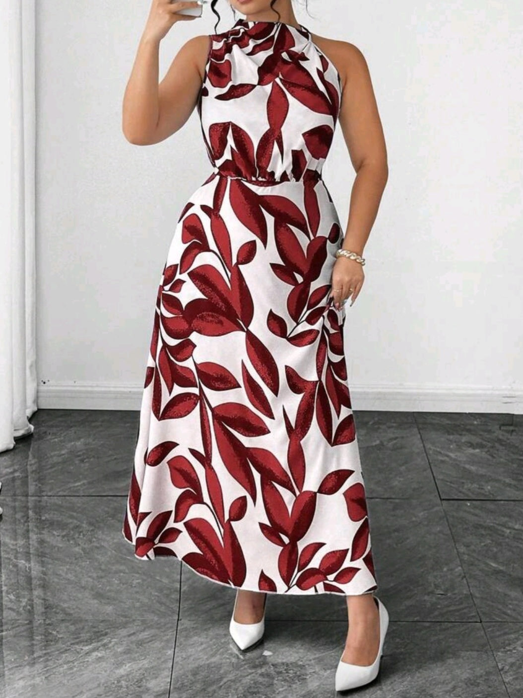 #5762 Sleeveless Waist Cinched Elegant Maxi Dress