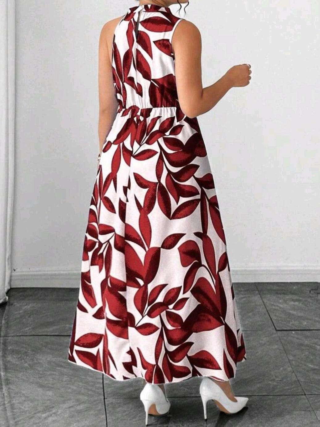 #5762 Sleeveless Waist Cinched Elegant Maxi Dress