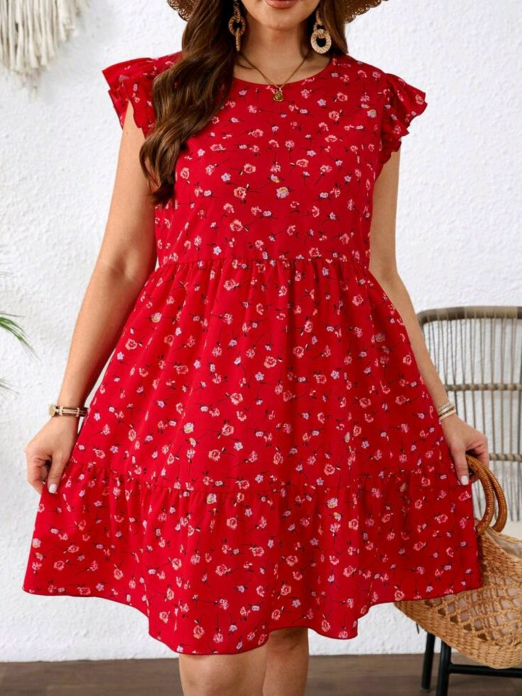 #5290 Ditsy Floral Casual Holiday Dress