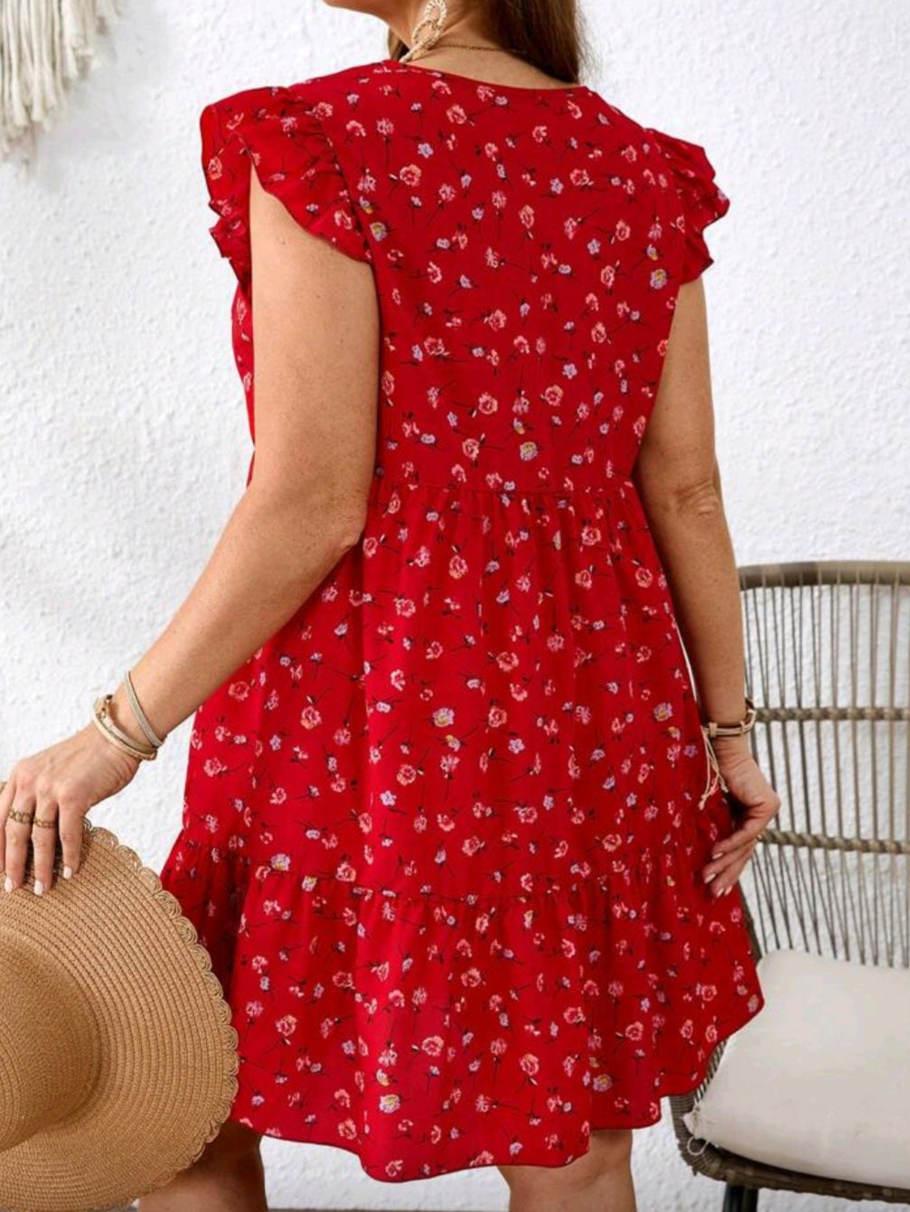#5290 Ditsy Floral Casual Holiday Dress