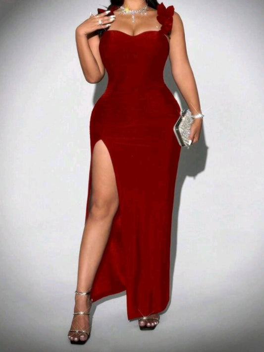 #4652 Open Slit Romantic Evening Dress