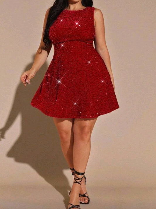 #8066 Sleeveless Sequined Mini Dress