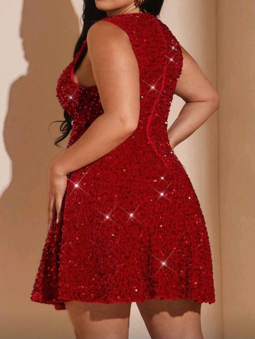 #8066 Sleeveless Sequined Mini Dress