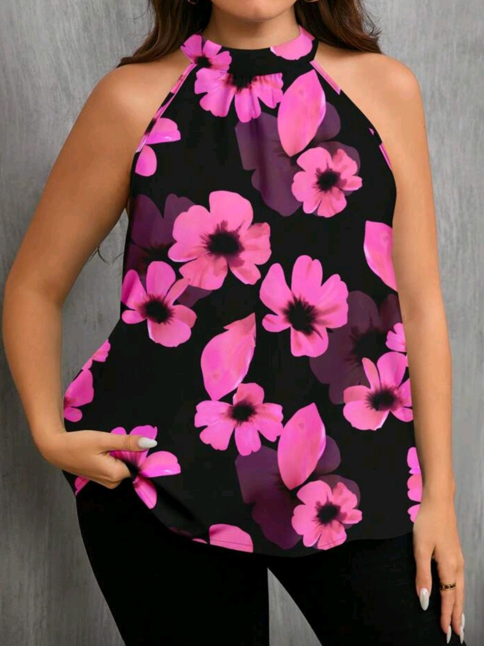 0231 (5171) Floral Print Halter Neck Top