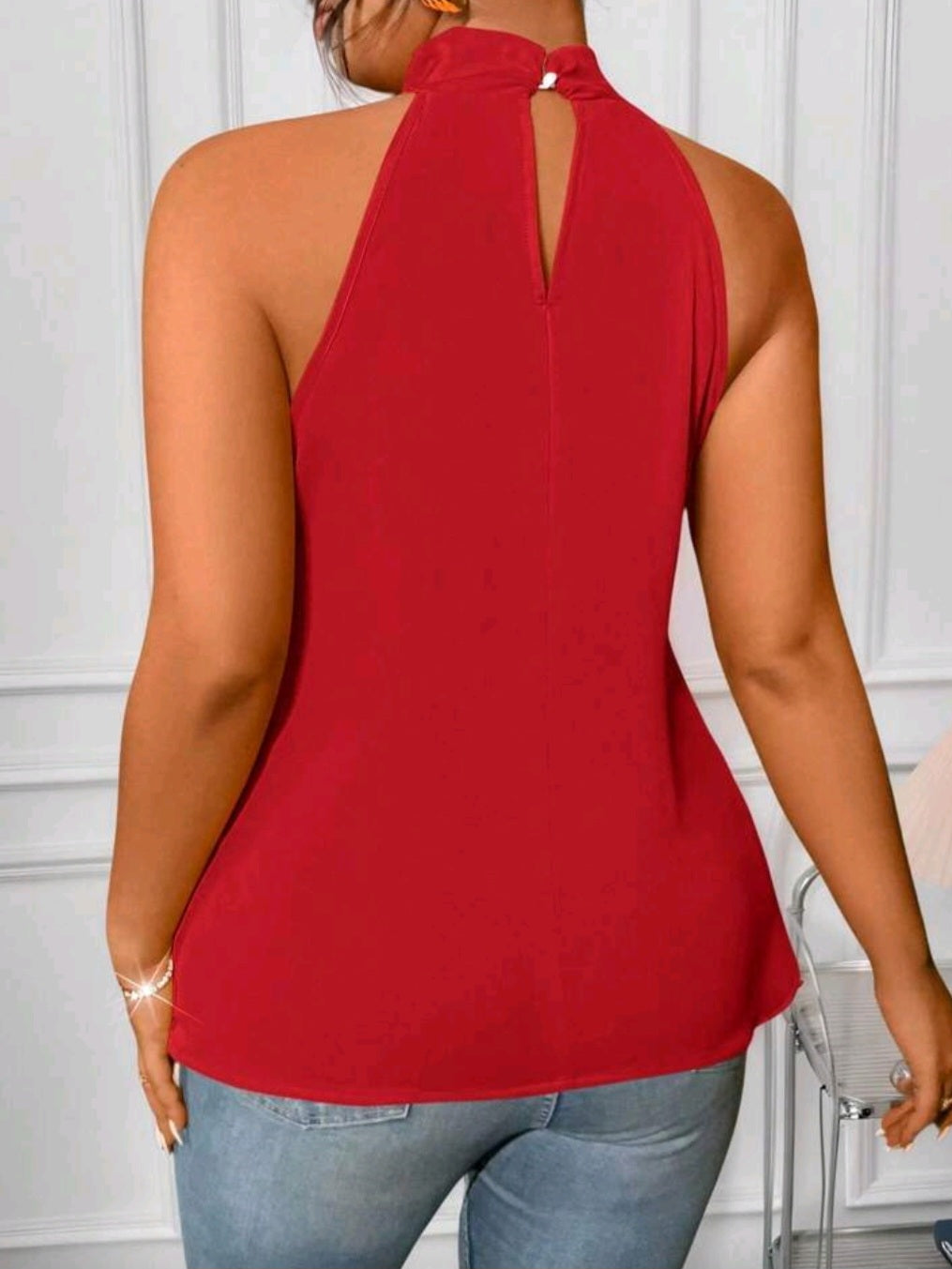 #4361 3D Floral Ruffle Neck Blouse